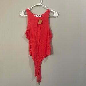DOUBLE ZERO Coral SCOOP NECK BODYSUIT TANK SIZE NWT